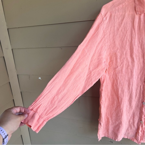 Clio Linen Button Down Shirt - Size M - Summer Beach Vacation Resortwear - Picture 2 of 6